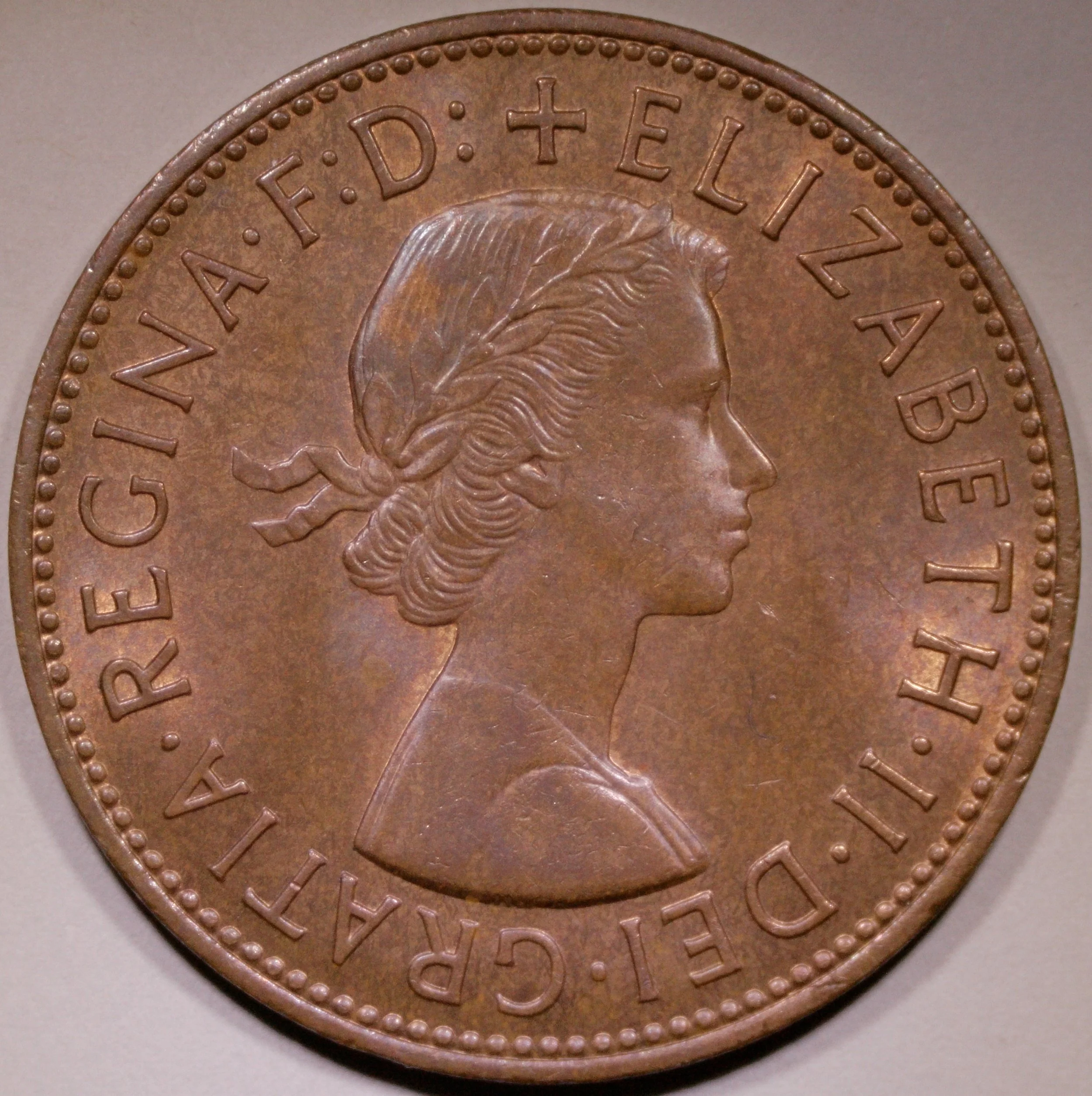 ワンペニー　one penny エリザベス2世 1967 銅貨】1967年 イギリス エリザベス2世 ワンペニー（One Penny